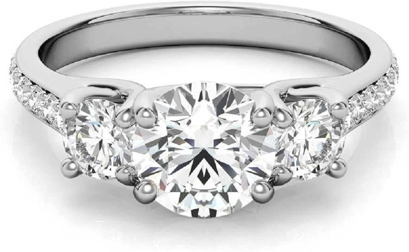 3.50 CT Round Engagement Ring Wedding Eternity Band Vintage Solitaire Antique 3-Stone-Setting Setting Silver Jewelry Anniversary Promise Vintage Ring Gift for Her