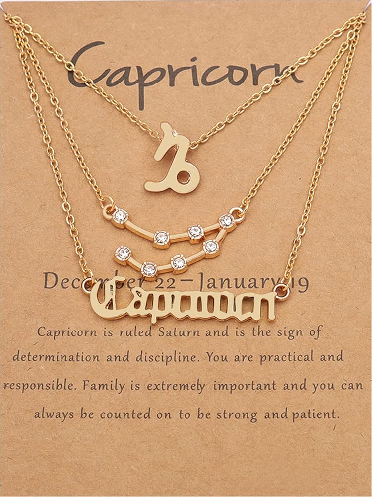 3pcs Zodiac Necklaces 14K Gold Plated Stainless Steel 12 Constellation Letter Pendant Necklace Jewelry Gift for Girls