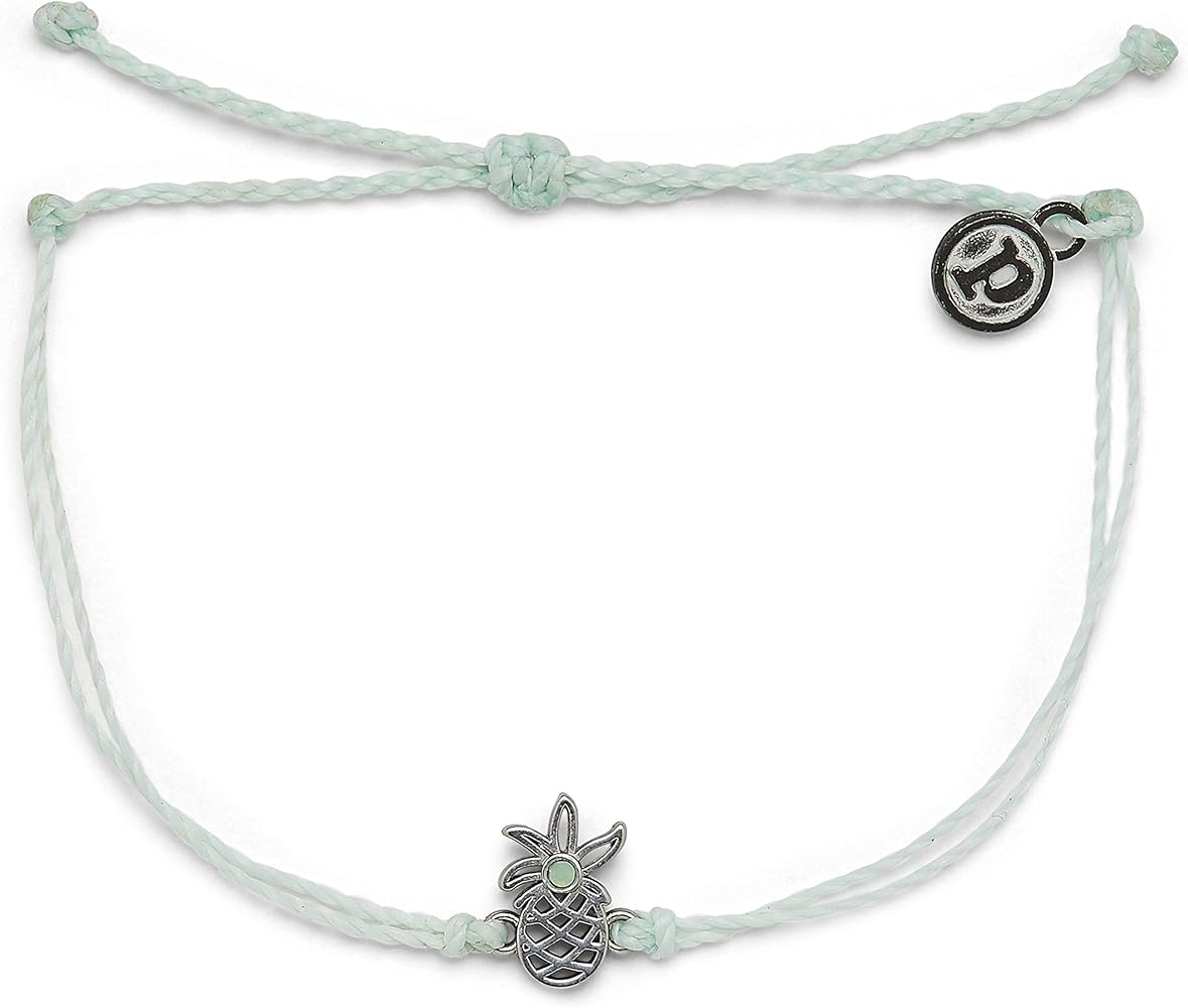 Pura Vida Silver or Rose Gold Open Pineapple Bracelet - 100% Waterproof, Adjustable Band - Plated Brand Charm