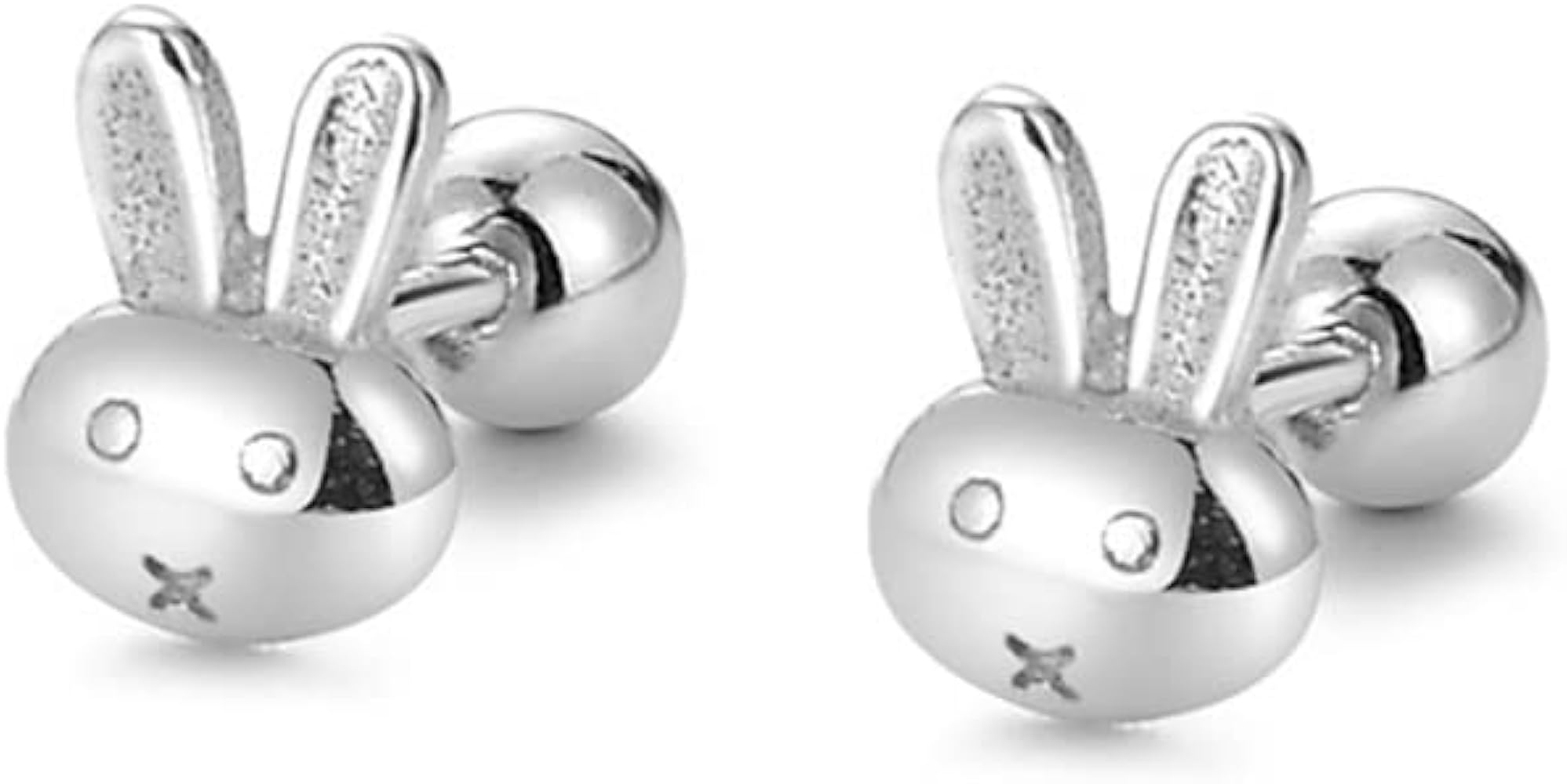 20g Rabbit Minimalist Real 925 Sterling Silver Tiny Mini Cute Small Cartilage Stud Earrings for Women Teen Girls Sensitive Ear Piercing Post Screw Back Barbell Ear Helix Tragus Conch Hypoallergenic