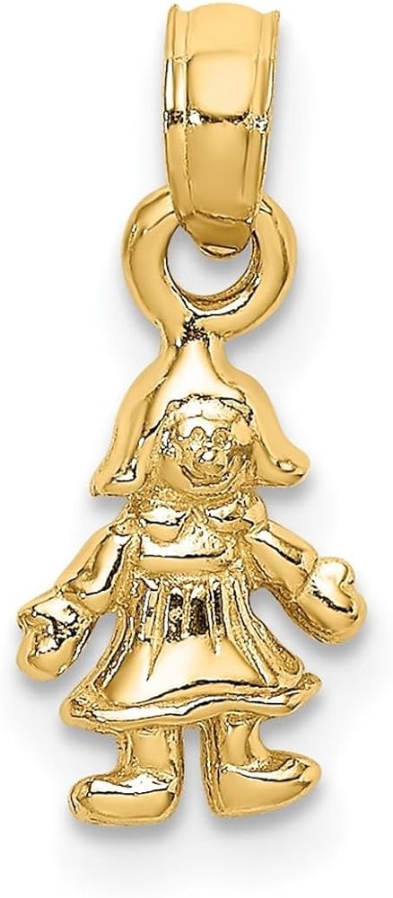 14k Gold 3 d Mini Doll Pendant Necklace (little Girl) Measures 14.3x6.8mm Wide Jewelry for Women