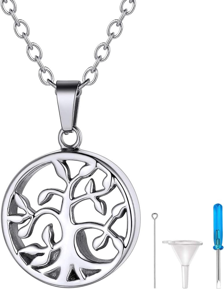 Richsteel Urn Necklaces for Ashes for Women Men Cremation Pendant Necklace for Ashes Stainless Steel Memorial Jewelry