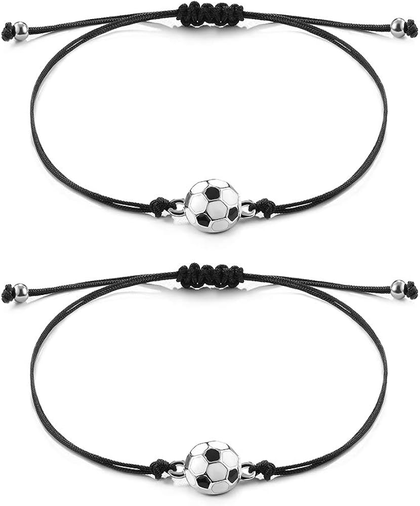 Jeka Soccer Football Bracelets for Men Women Adjustable Friendship Sports Jewelry Soccer Lovers, Soccer Team Soccer Themed Back to School Gifts