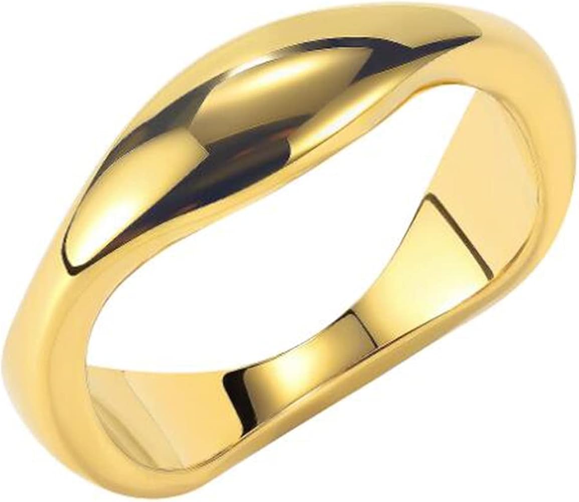 Jude Jewelers Stainless Steel Irregular Shape High Polished Classic Simple Plain Wedding Band Ring