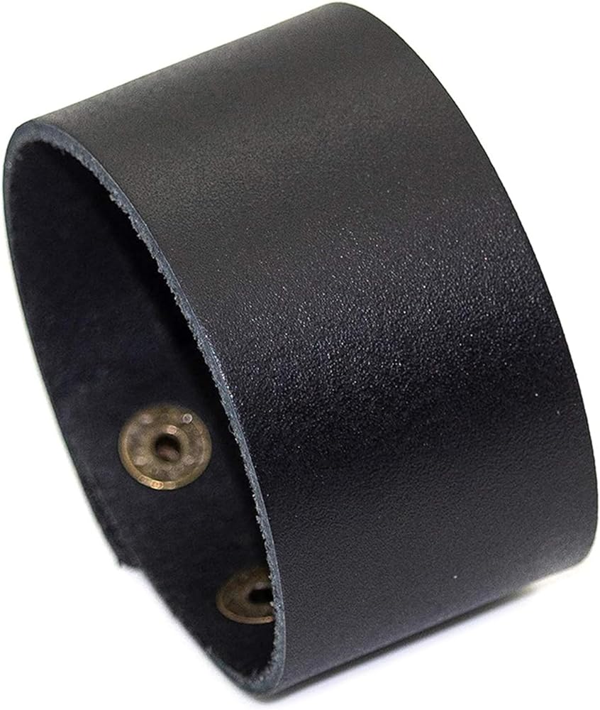 Punk Rock Wide Faux Leather Wristband Retro Adjustable Snap Bracelet Arm Band Cuff Bracelet