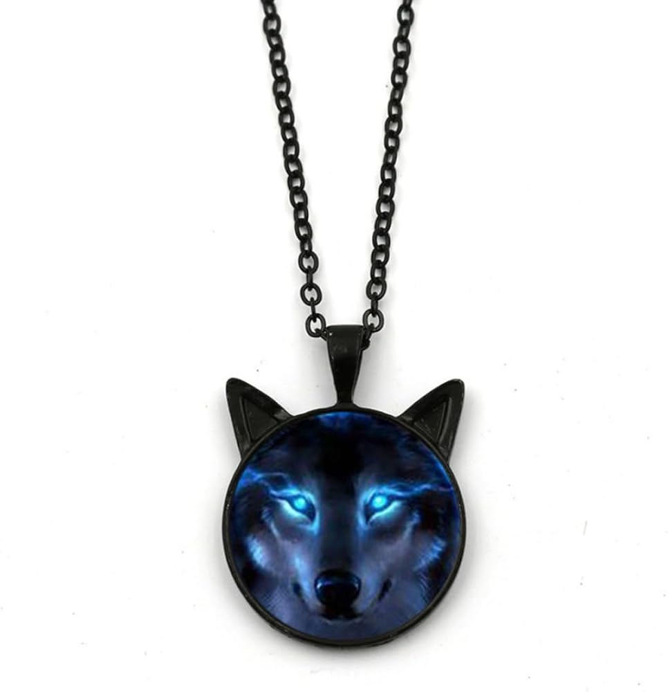 Wolf Head Necklace Pendant Sweater Neck Chain Nordic Statement Neck Jewellery Black Necklace