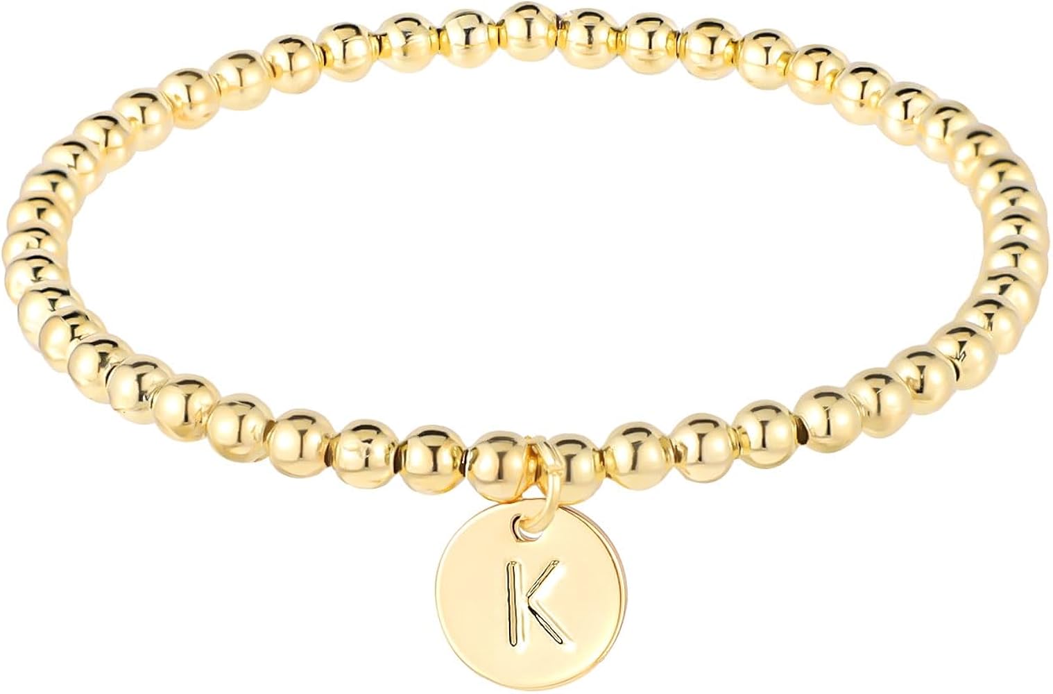 Initial Bracelet for Women, Dainty Gold Bracelet Cute A-Z Letter Charm Disc Bracelet Fashion Simple Jewelry Beaded Gold Bracelet Personalized 26 Alphabet Gifts for Girls Teens Trendy