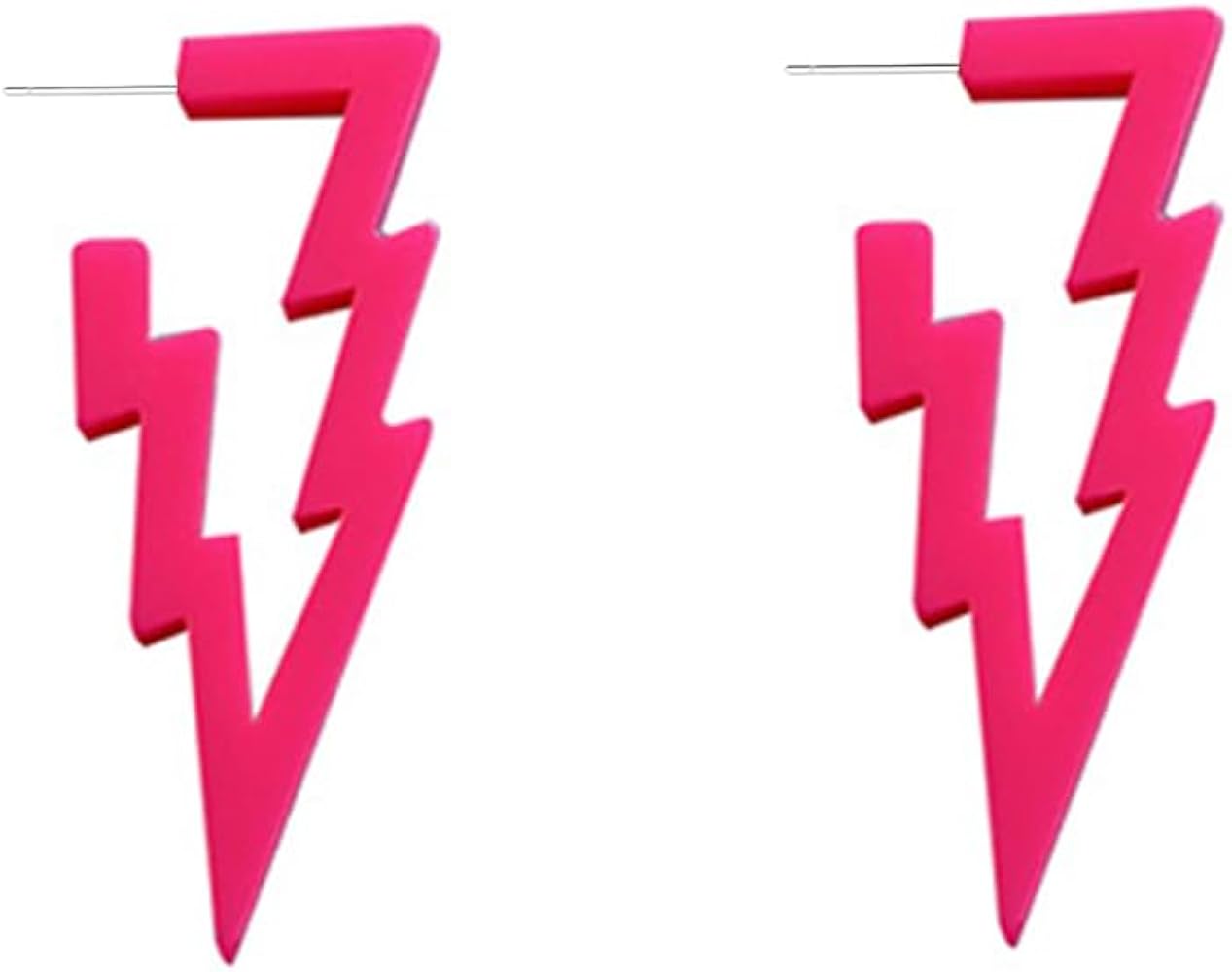 Acrylic Lightning Bolt Dangle Earrings for Women Girls Lightweight Minimalist Fushia Deep Pink Charms Drop Dangling Hook Stud Earring Retro Punk Y2K Music Concert Party BFF Jewelry Gifts for Fans