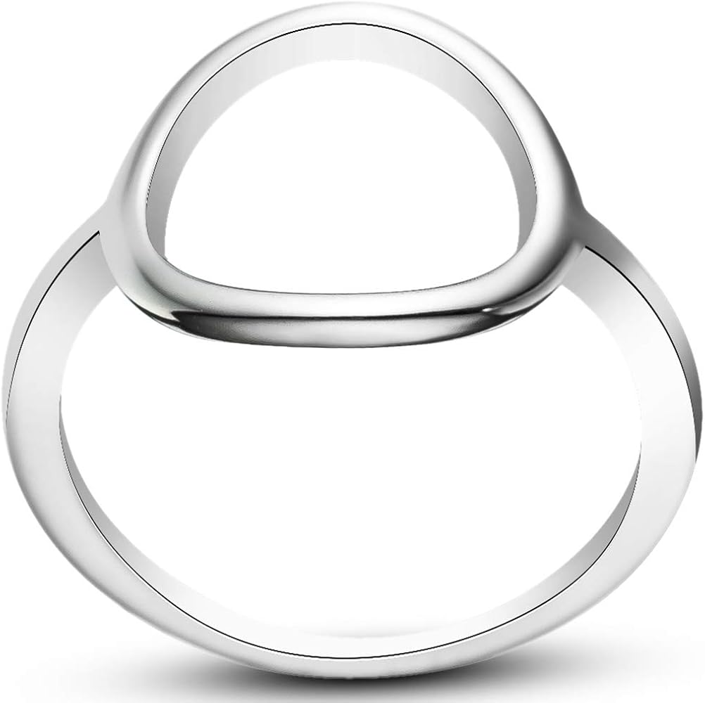 WFF Stainless Steel Open Circle Karma Statement Promise Ring