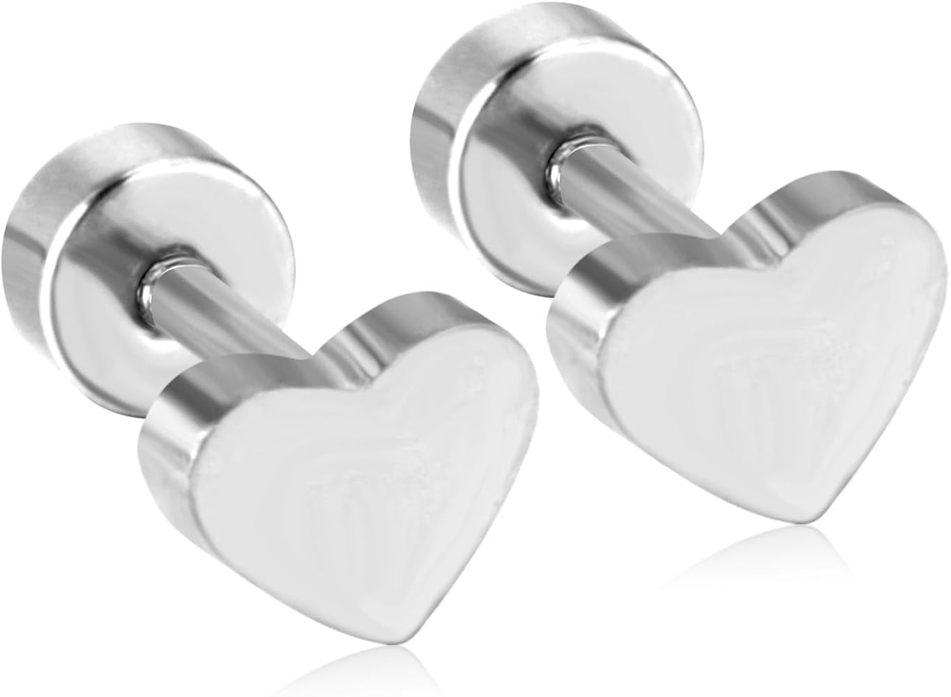 Minimalist Cute Tiny Heart Stud Tragus Post Earring for Women Girls Hypoallergenic Nickel Free Small Love Barbell Screw Back Sleeper Ear Cartilage Piercing Wedding Birthday Valentine Jewelry Dainty