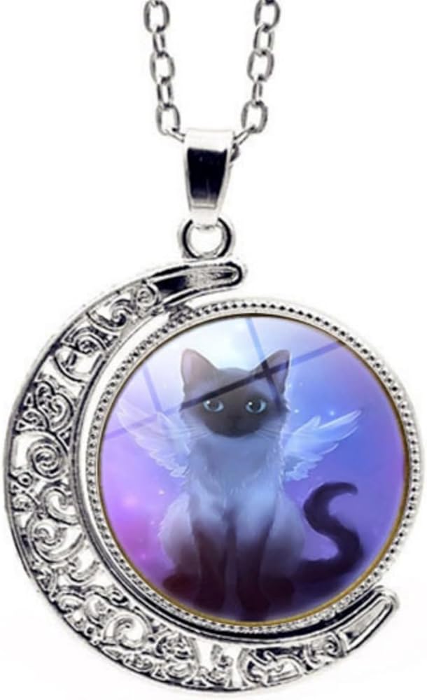 Cat Half Moon Neckalce for Women Crescent Moon Pendant Animal Jewelry Stainless Steel Material Cat Gift Necklaces for Men Teen Girls Gifts