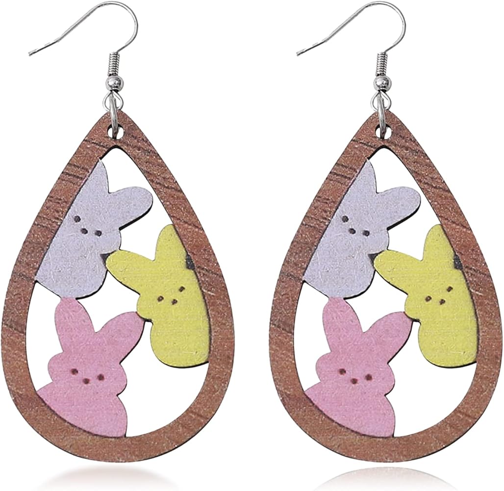 Easter Earrings for Women Bunny Earrings Spring Rabbit Drop Earrings Peeps Easter Decorations Cute Easter Basket Stuffers for Teens Easter Gifts for Girls