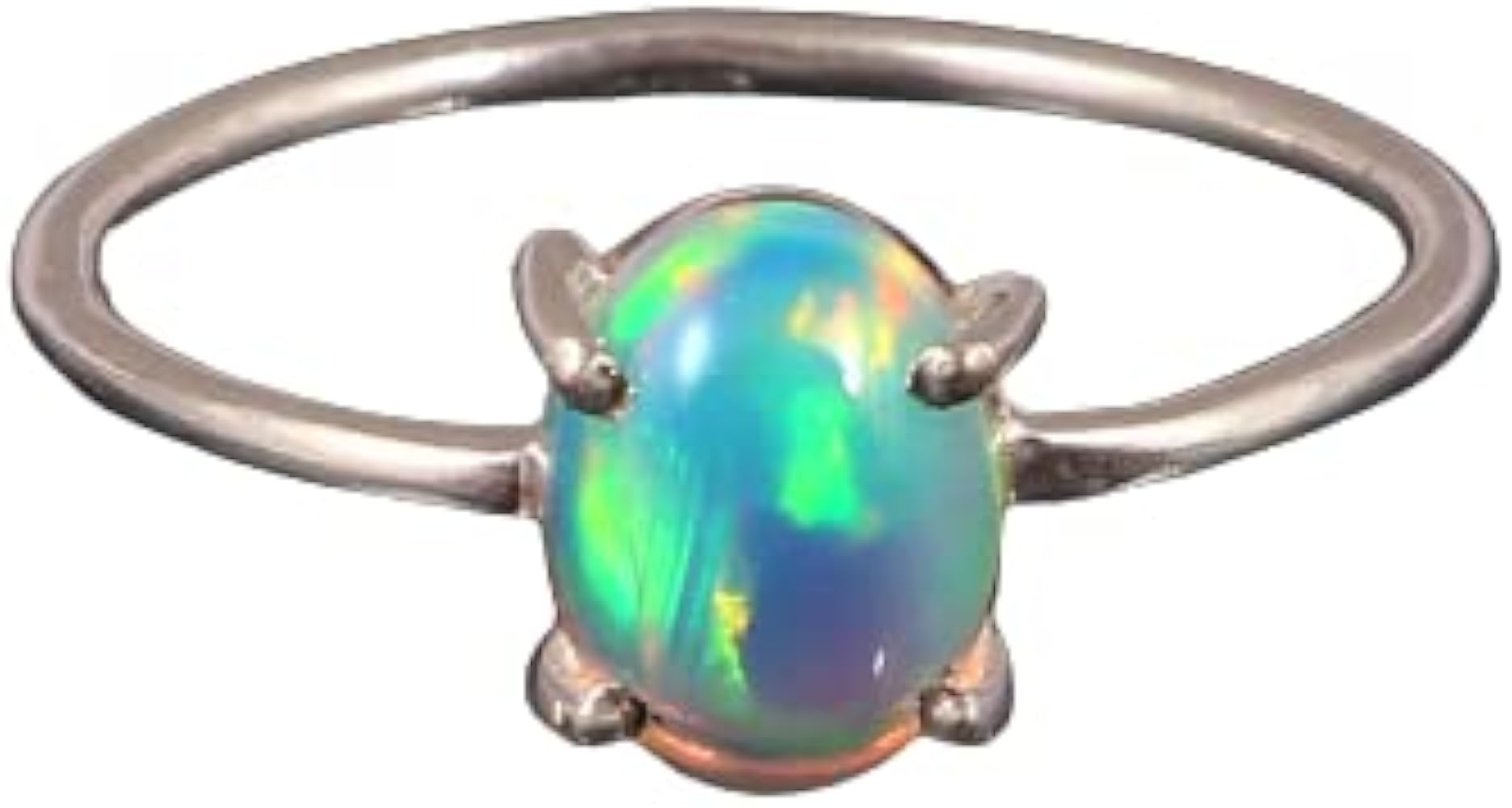 Natural Ethiopian Opal Oval Ring 925 Sterling Silver handmade Jewelry Git For Her