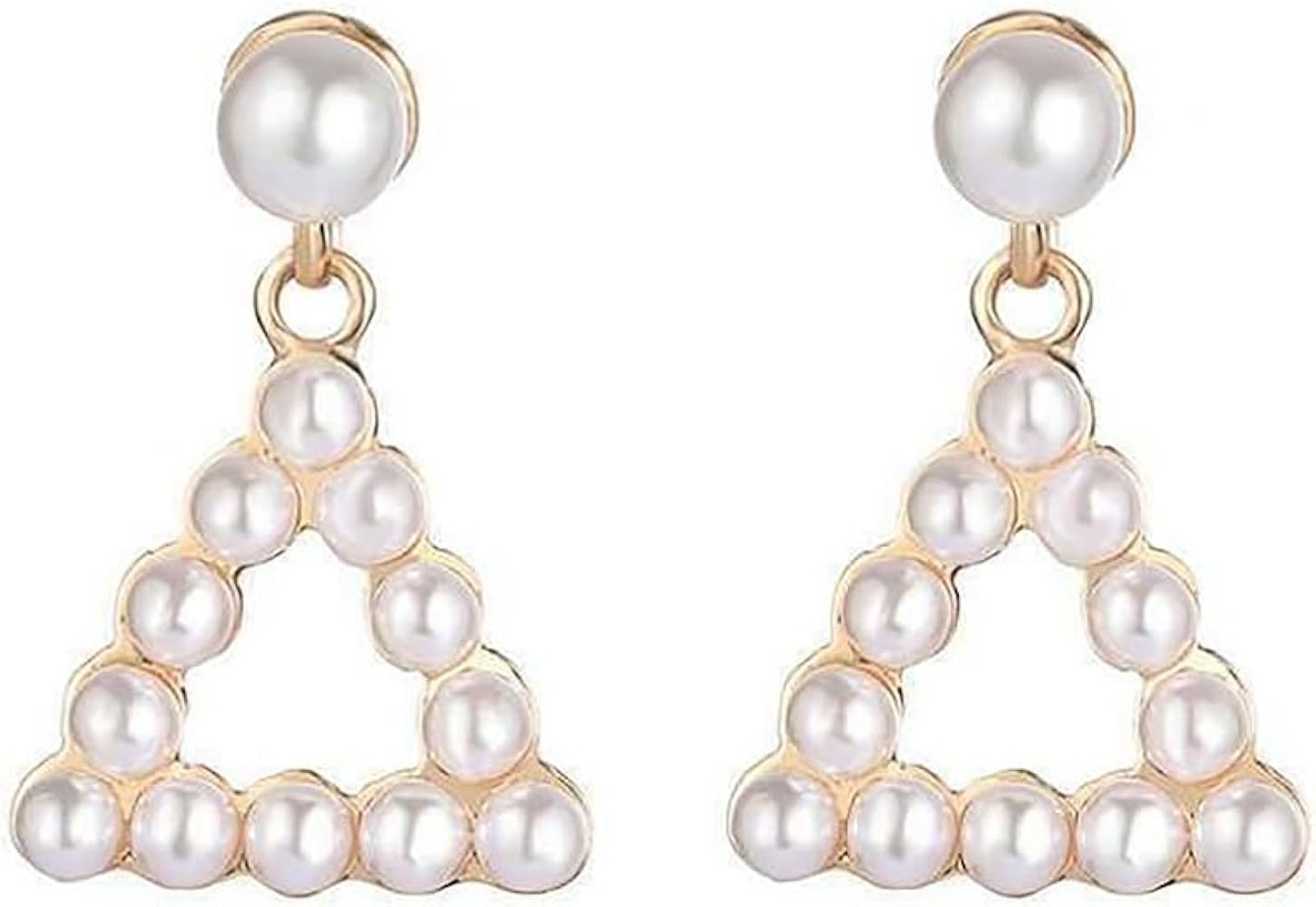 Geometric Pearl Drop Statement Earrings for Women Teen Girls,Gold Big Circle Square Triangle Pearl Dangle Earrings Party Prom Trendy Jewelry Gift