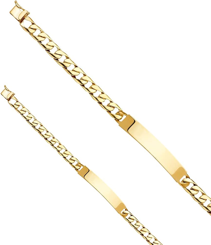 14KY Gold Cuban Link ID Bracelet - 8" | Gold Chain Bracelet for Men and Women | Solid Gold Bracelets for Womens Mens Girls Boys 14k Real | Birthday Valentines Gifts For Adults | Weight 17.9 | Jewelry Gift Box | Men’s Jewelry