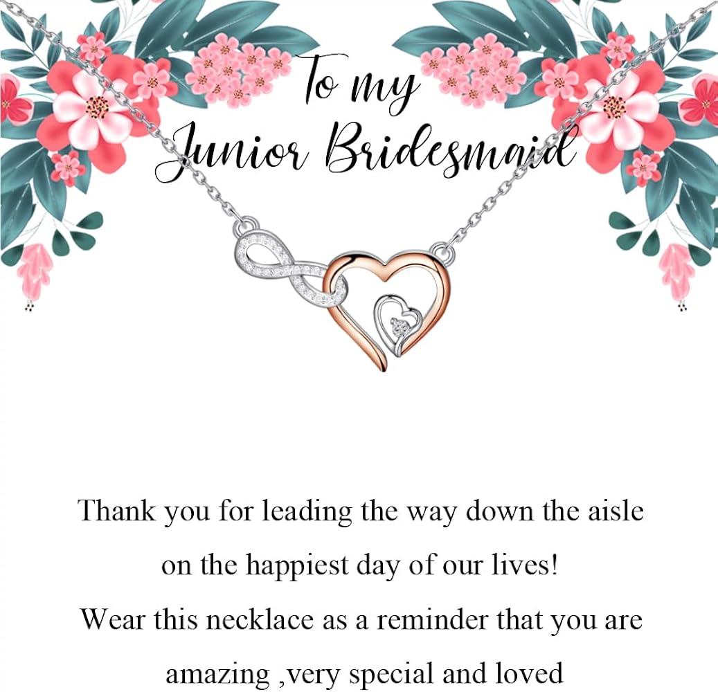 FOTAP To my Junior Bridesmaid Gift Wedding Gift Infinity Heart Jewelry Bridesmaid Proposal Gifts Flower Girl Gift Maid of Honor Gift