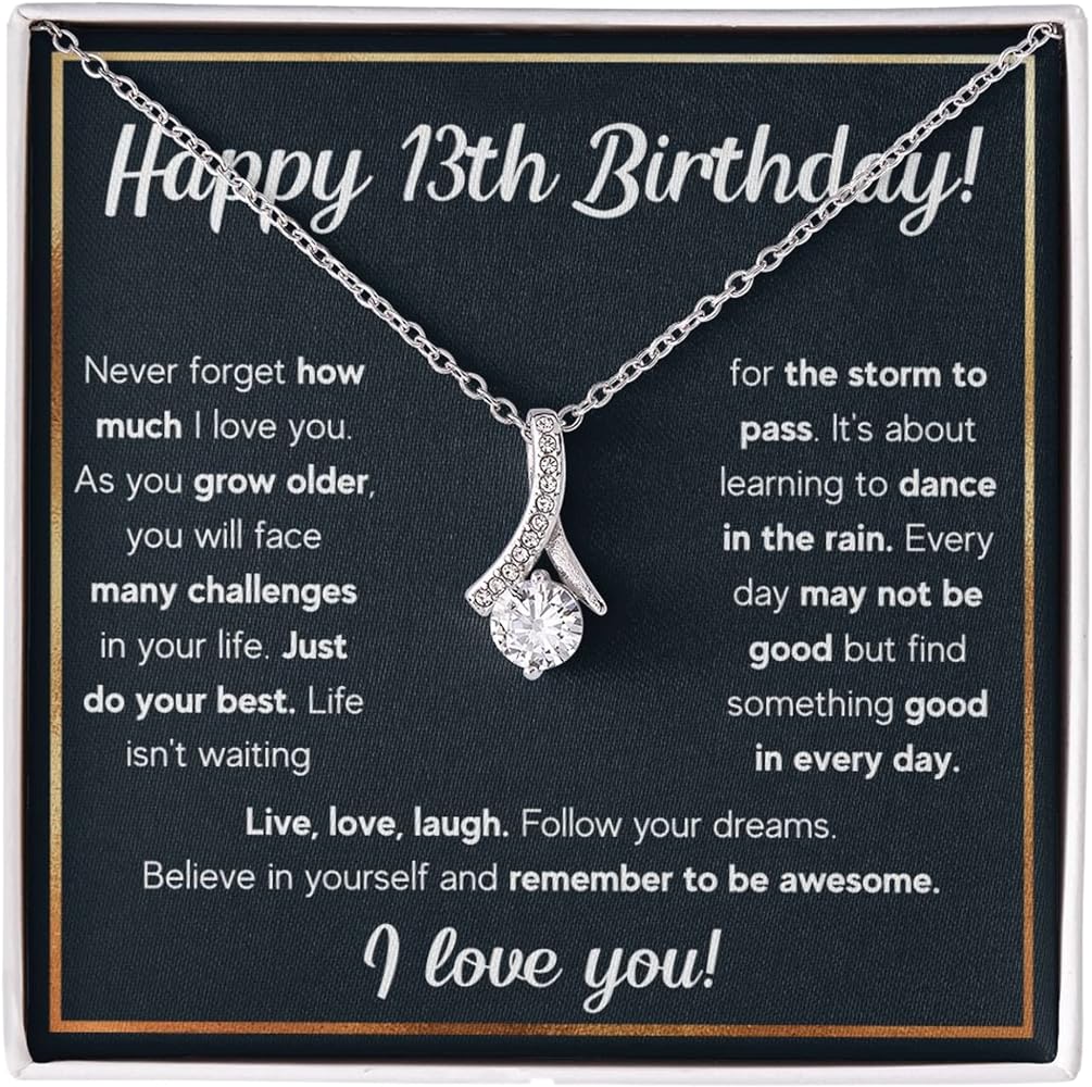 FG Family Gift Mall 13 Year Old Girl Gift Ideas Happy 13th Birthday Gifts For Girls Best Present For 13-year-old Girls Teenage Teen Girl Necklace Jewelry For Thirteen Year Old Girl