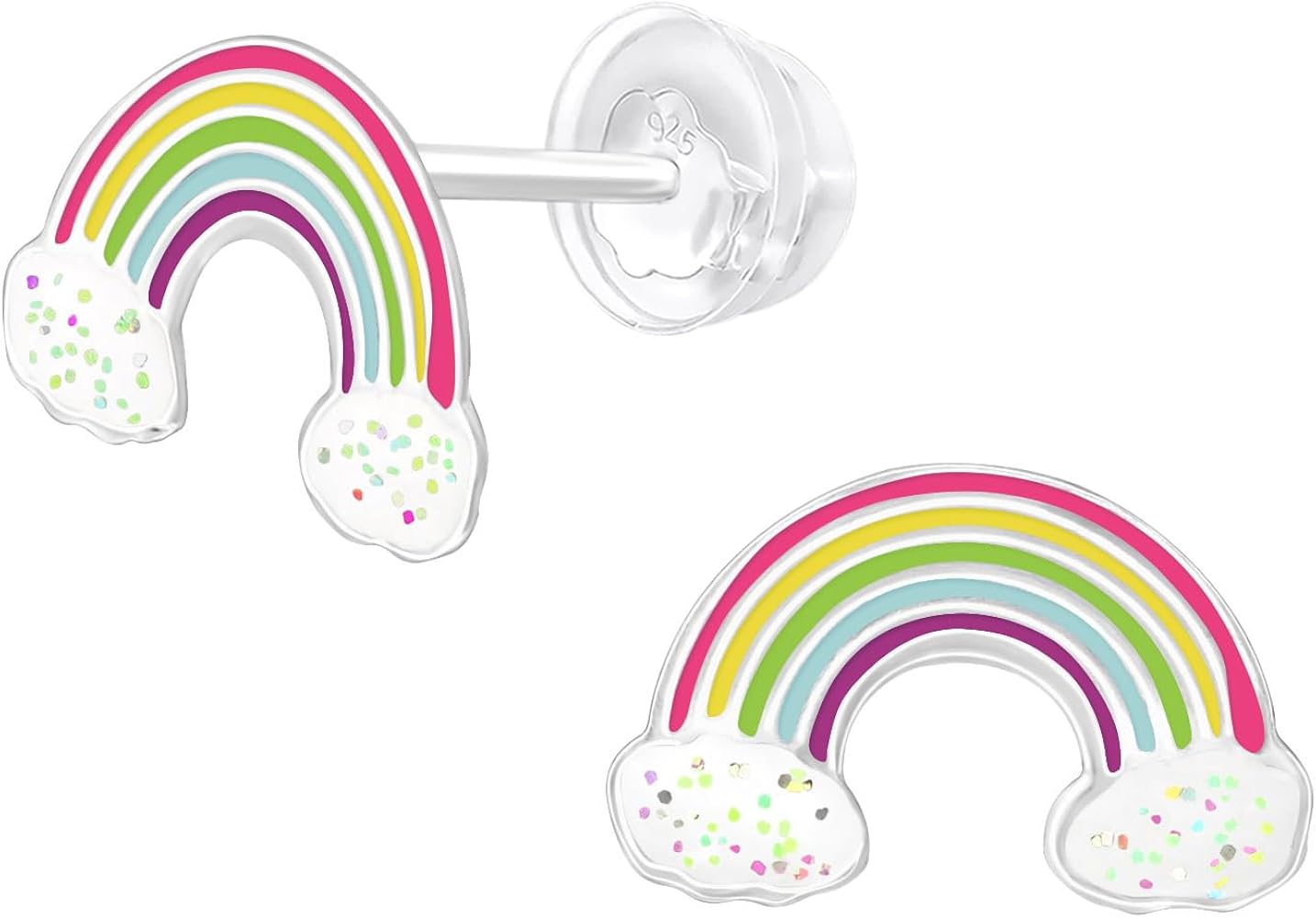 925 Sterling Silver Children's Rainbows and Unicorns Stud Earrings