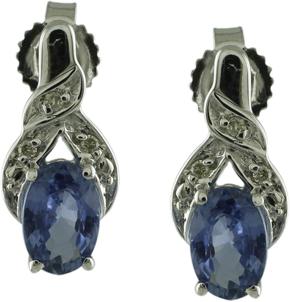 Carillon Tanzanite Natural Gemstone Oval Shape Stud Anniversary Earrings 925 Sterling Silver Jewelry