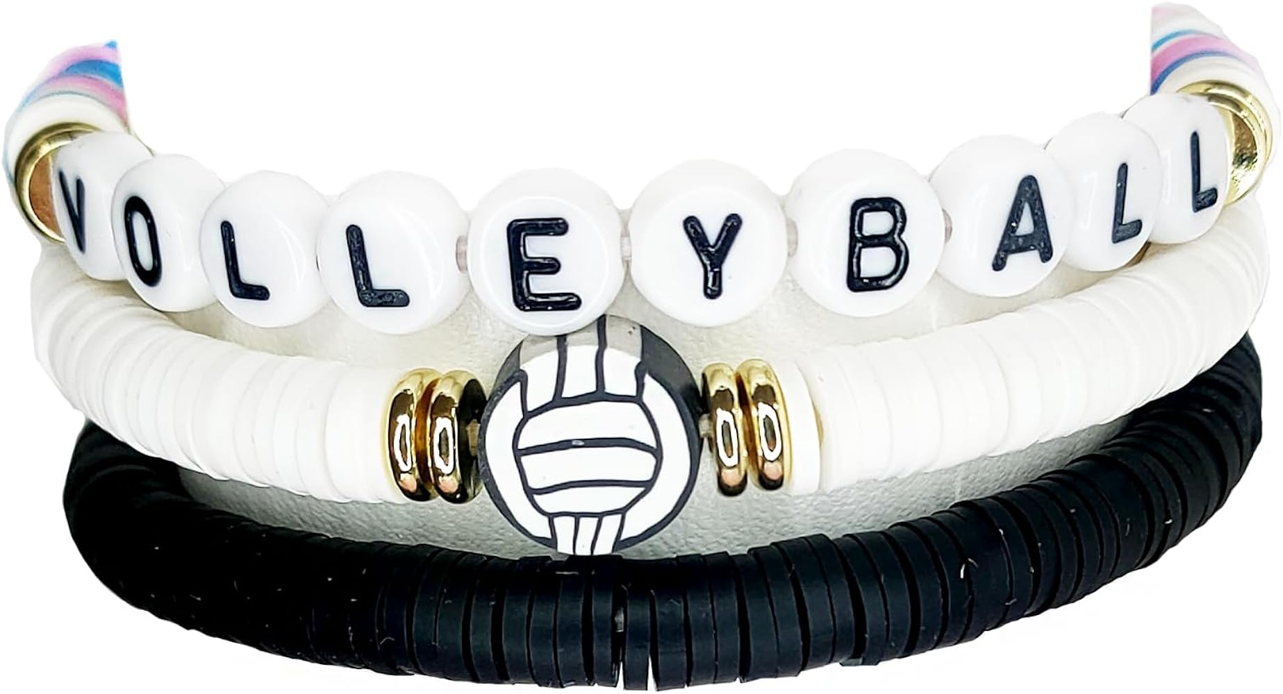 3PCS Baseball Tennis Volleyball Basketball Football Rugby Bracelets for Women Gift Clay Bead Stackable Boho Stretch Girls Bracelets