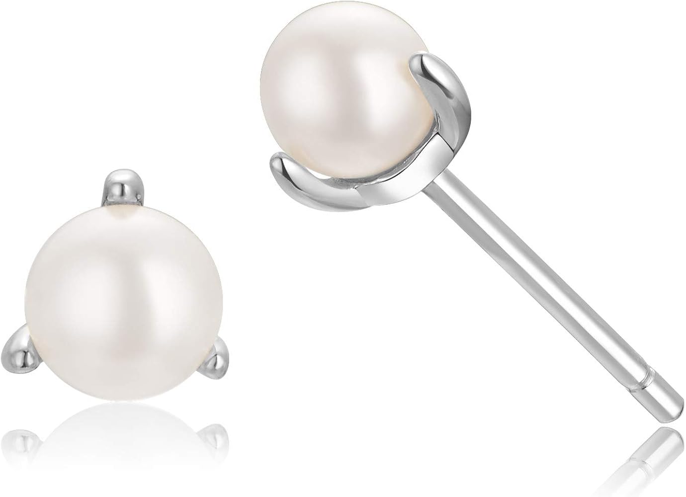 Tiny 3mm White Fresh Water Pearl Studs in Sterling Silver