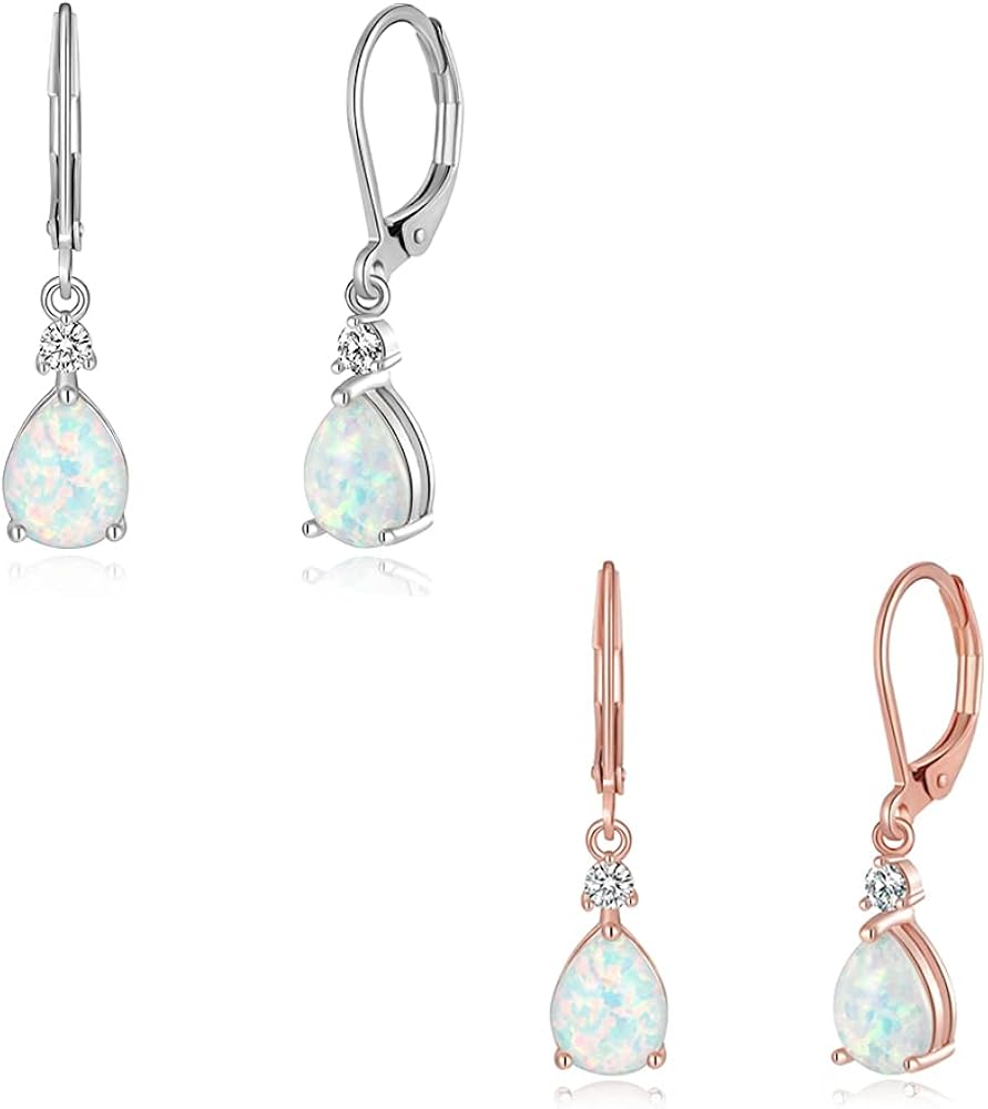 CiNily Dangle Earrings for Women Girls Leverback Opal Earrings Teardrop Jewerlry