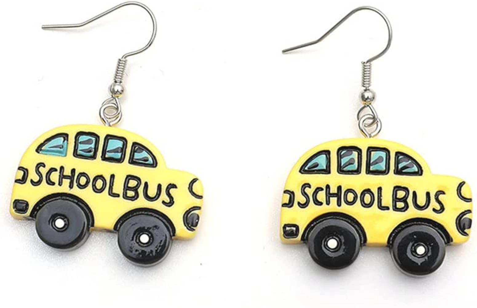 Lovely School Bus Dangle Earrings Resin Cartoon Car Funny Earrings Students Teachers Jewelry