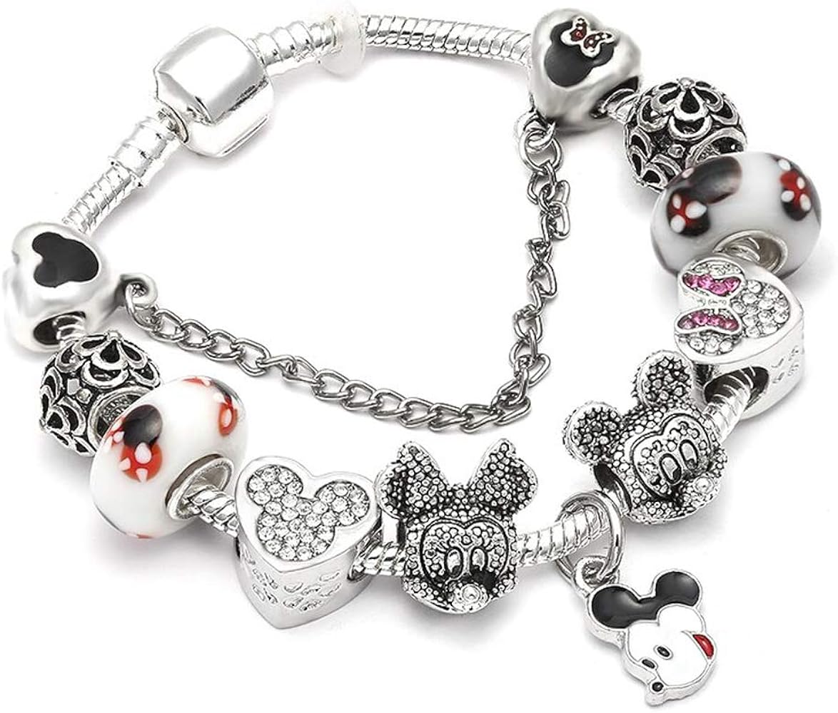 Cartoon Mouse Theme Silver Charms Bracelet