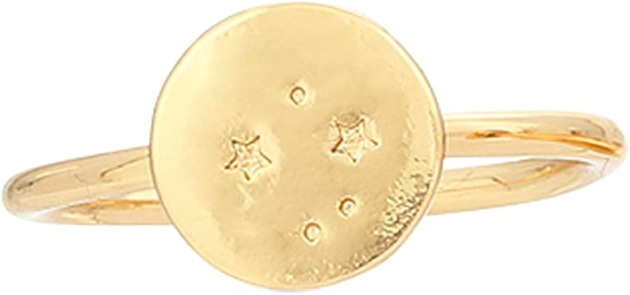 Lucky Feather Zodiac Sign Ring Gift Constellation Gifts for Women and Teen Girls, 14K Gold-Dipped Star Sign Ring, One Size