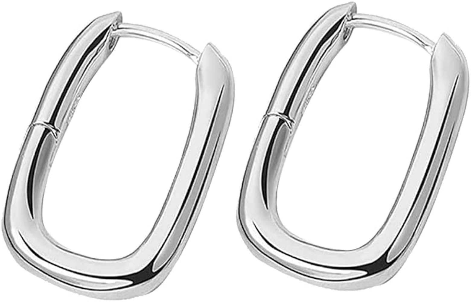 Rectangle Tube Hoop Earrings for Women Silver Golden Plated Hypoallergenic Minimalist Chunky Big Huggie Hoops Dangle Drop Piercing Earring Lightweight Fashion Geometric Jewelry 25mm