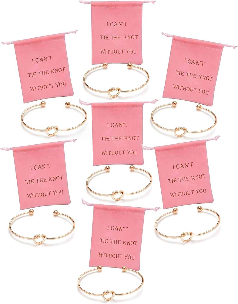 I Can't Tie The Knot Without You Bridesmaid Gift Cards Bridesmaid Bracelets Silver Tone- Set of 4,5,6