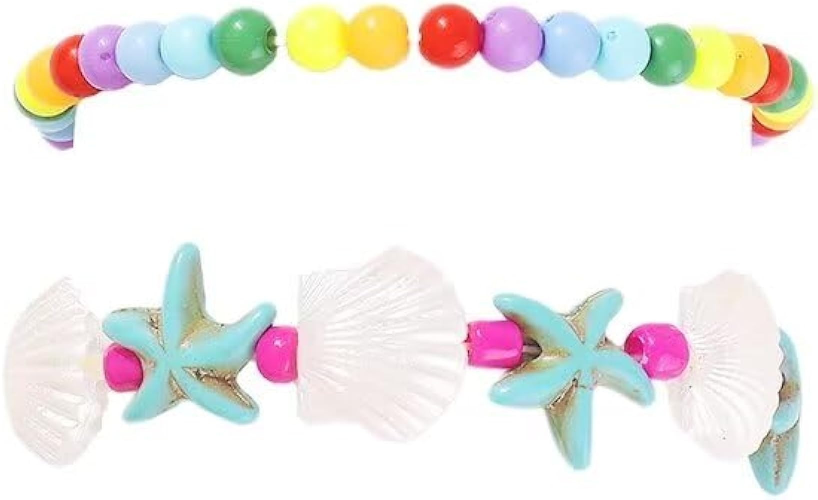 2Pcs Bohemian Colorful Shell Starfish Beaded Bracelet For Women Girls Summer Beach Boho Cute Jewelry Gifts