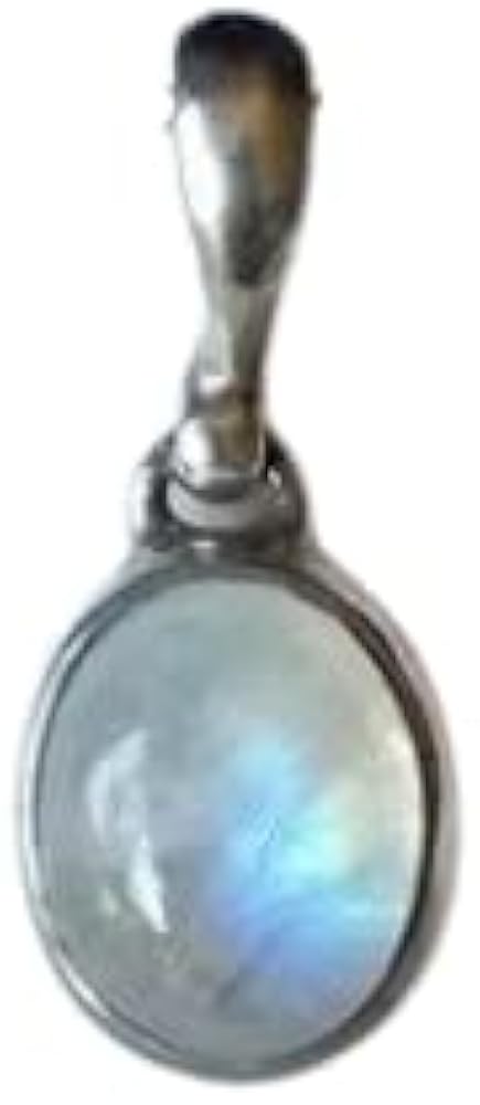 925 Sterling Silver Natural Oval Rainbow Moonstone Delicate Pendant Gift Jewelry