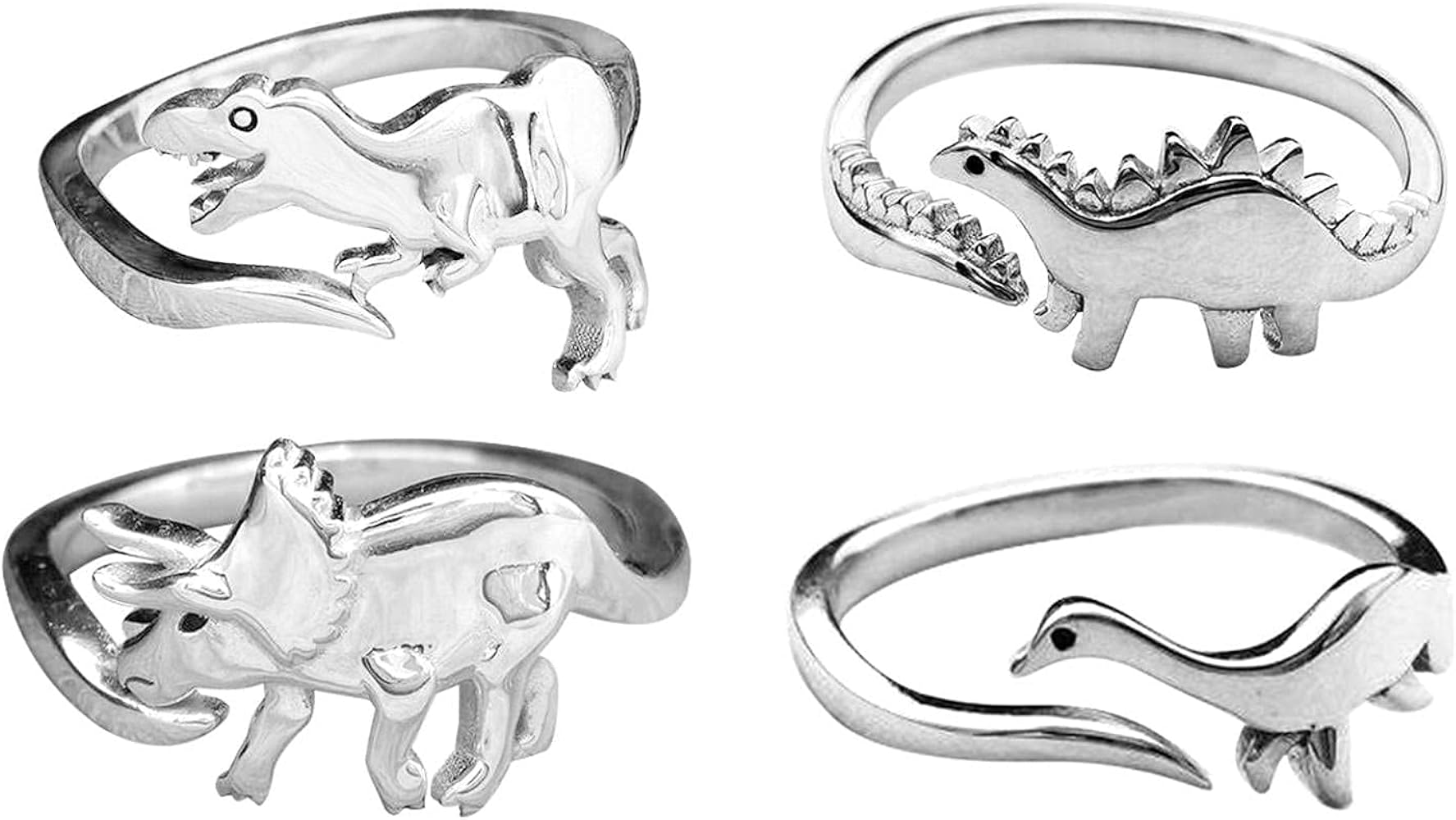 Pingyongchang Personalized cute dinosaur promise ring opening adjustable matching ring suitable for female girls best love gift for couples good friends