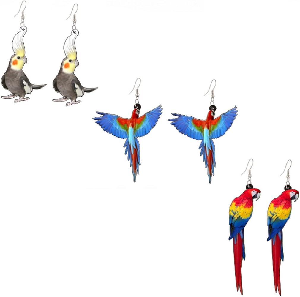 Acrylic creative Cool Eagle Parrot Owl Dove bird acrylic pendant earrings for feminine girls cute animal jewelry gift