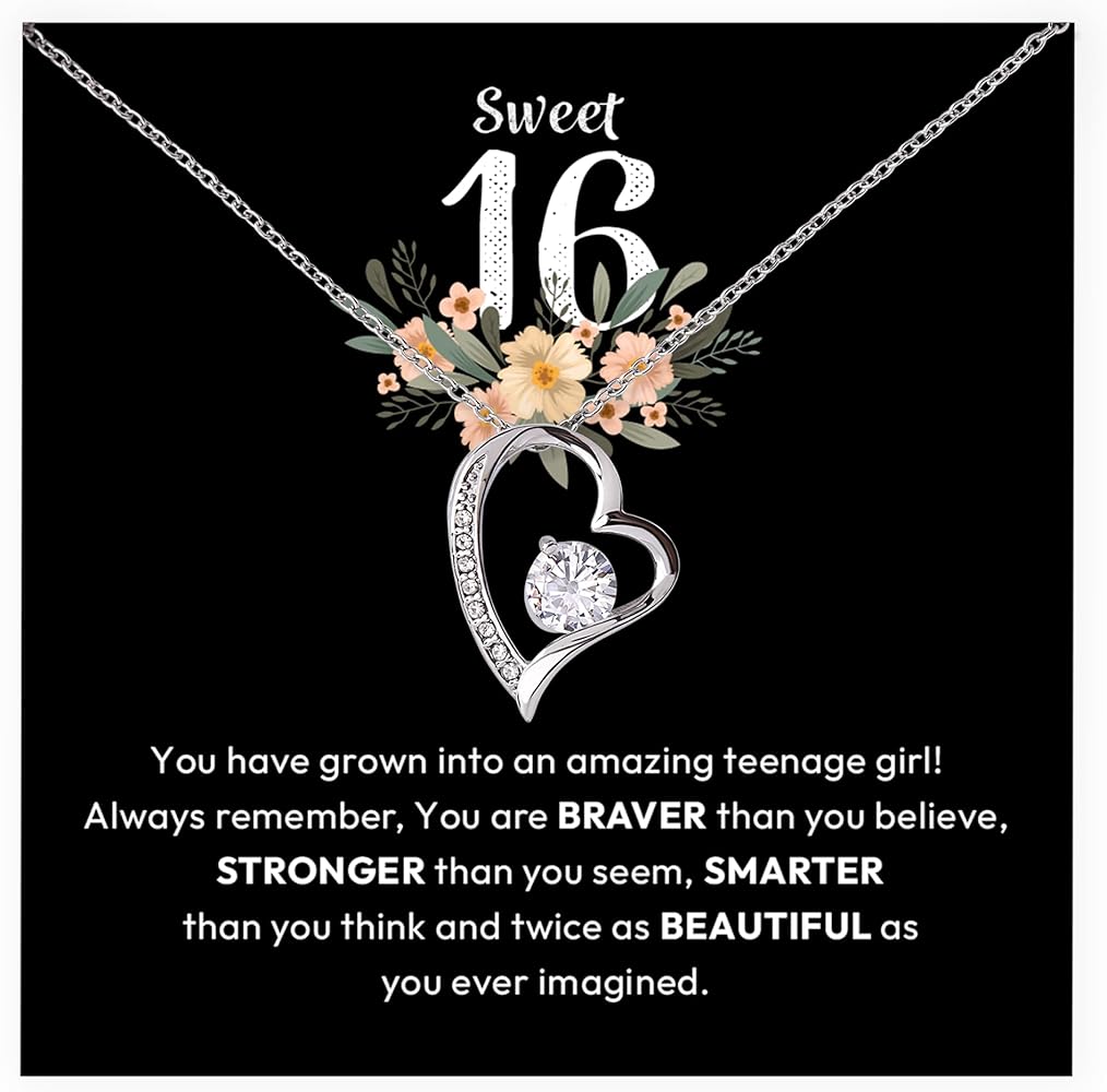 Happy Sweet 16 Gift For Girls, Celebrate Her Birthday With This Forever Love Necklace, Sweet Sixteen Gift For Your Daughter, Granddaughter, Sister, Or Friends, An Amazing Present For A 16-year-old Girl, Sweet 16 Necklace With Wonderful Message Card And Stunning Box