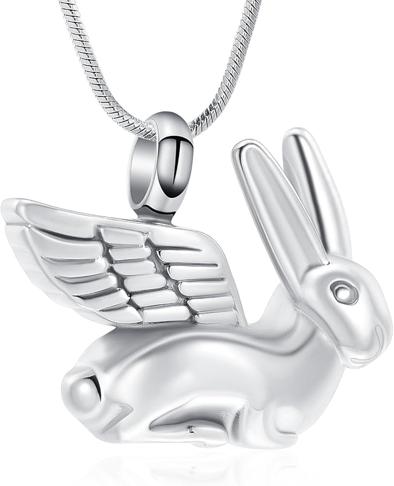 Bunny Rabbit Urn Pendant Necklace for Ashes Stainless Steel Cremation Ashes Jewelry for Pets Keepsake Memorial Ashes Lockets