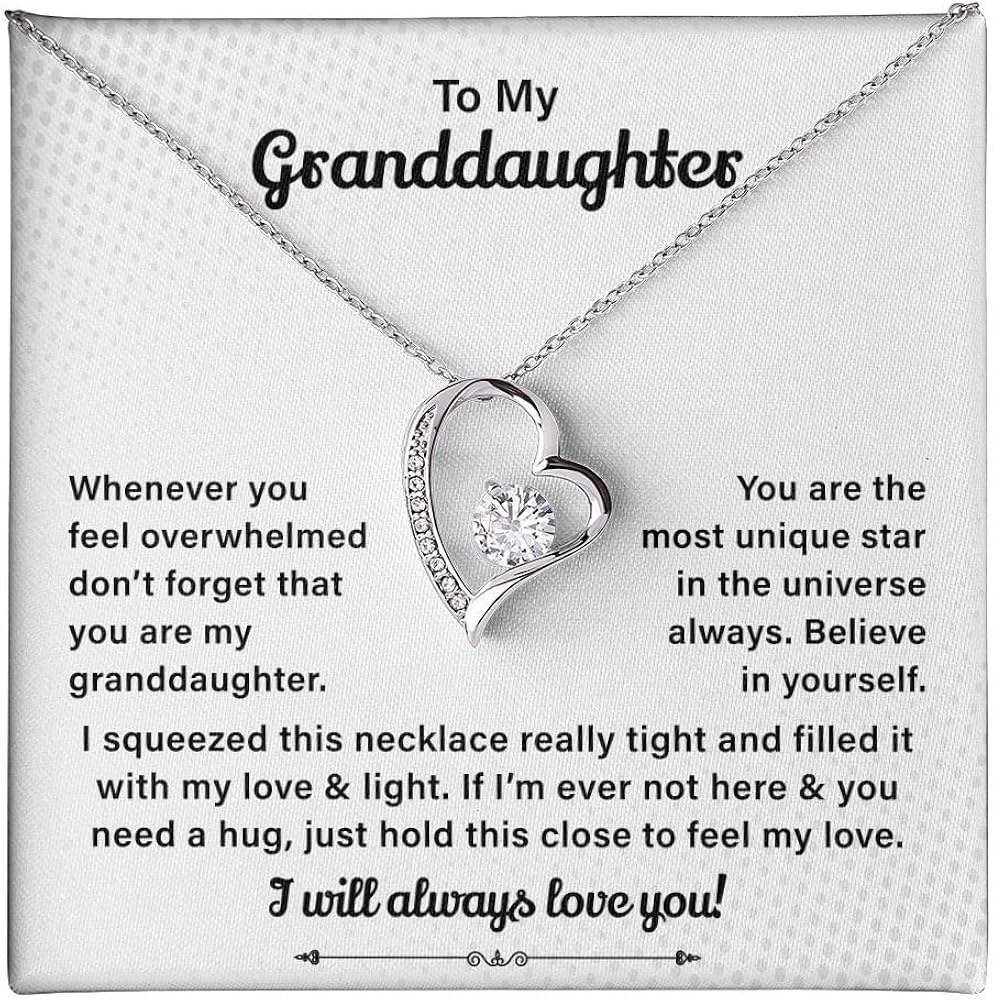 To My Granddaughter Necklace From Grandma Grandpa, Jewelry Gifts For Granddaughter, To Our Granddaughter Necklace From Grandparents, To My Beautiful Granddaughter Forever Love Necklace, Granddaughter Birthday Gifts Graduation Gift Form Grandma Grandpa, I Will Always Love You.