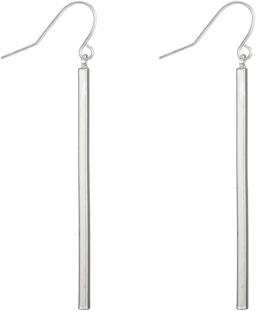 Minimalist Vertical Bar Dangle Drop Earrings Gold Silver Plated Vintage Simple Long Thin Cube Line Stick Geometric Lightweight Earrings for Women Teen Girls Birthday Christmas Party Fashion Jewelry Gifts