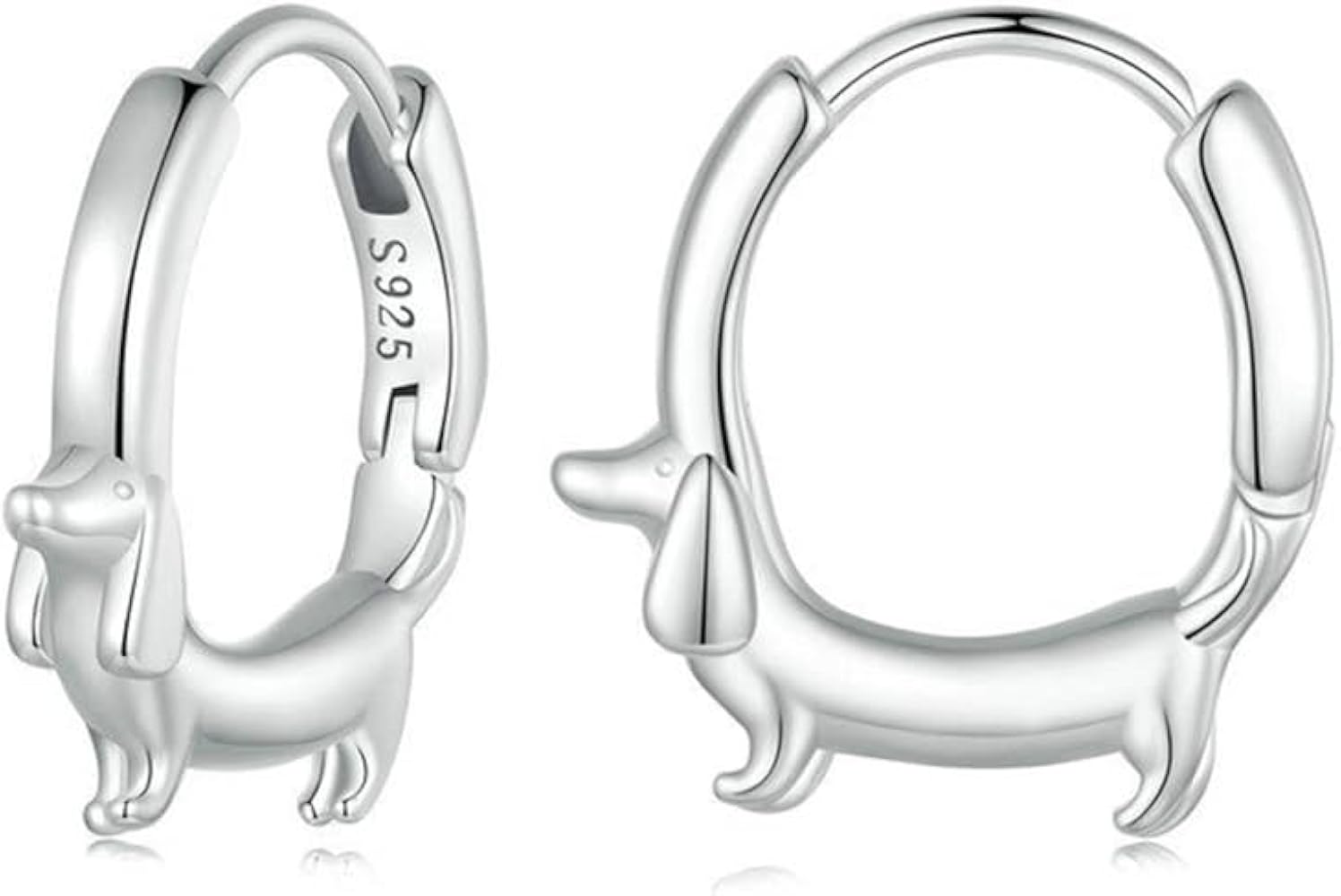 Dachshund Dog Huggie Hoop Small Earrings 925 Sterling Silver Puppy Dogs Ear Buckles Tiny Hoops Animal Cute Dainty Hypoallergenic Earrings Fine Gift Birthday Xmas for Teen Girls Women Pet Lover Bff