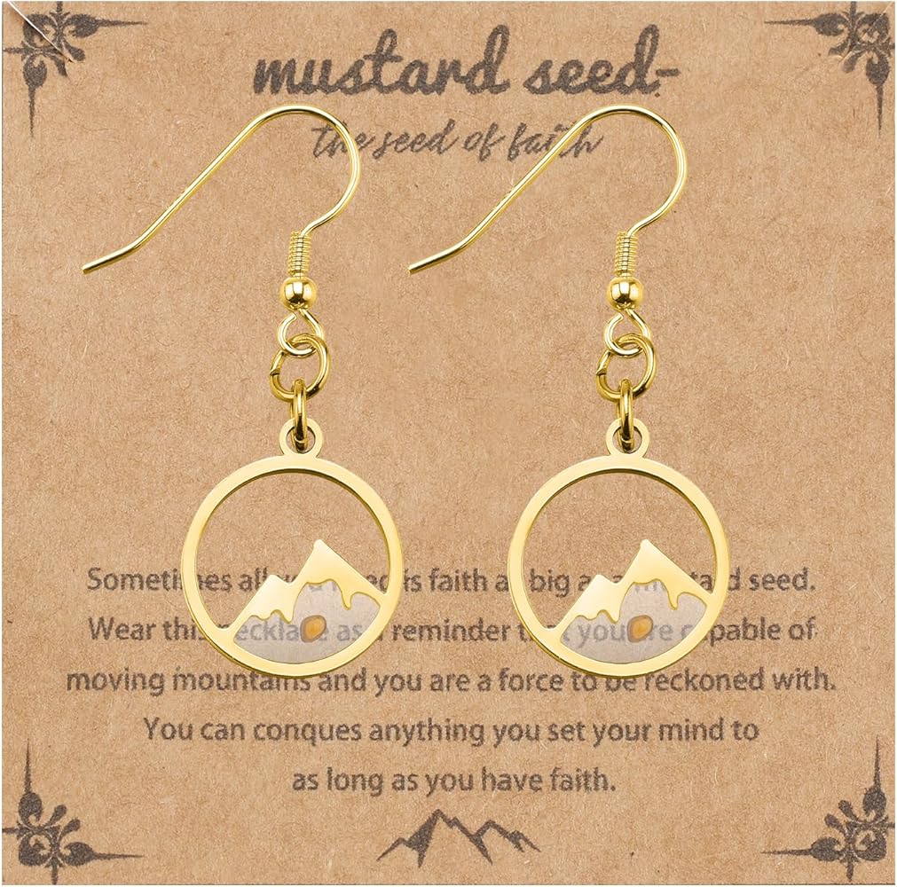 Mustard Seed Earrings Jewelry Christian Gifts for Women, 925 Sterling Silver Faith Mustard Seed Earrings Inspirational Christian Religious Jewelry Gifts for Women