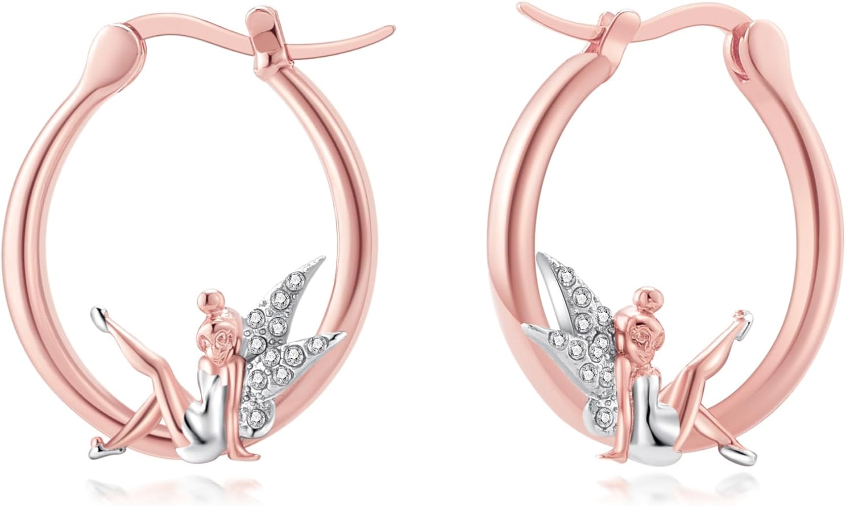 Fairy Angel Hoop Earrings Hypoallergenic Gold Plated Wing Earring for Girl