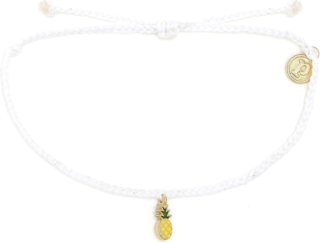 Pura Vida Silver or Gold Pineapple Enamel Charm Bracelet - Adjustable Band, 100% Waterproof