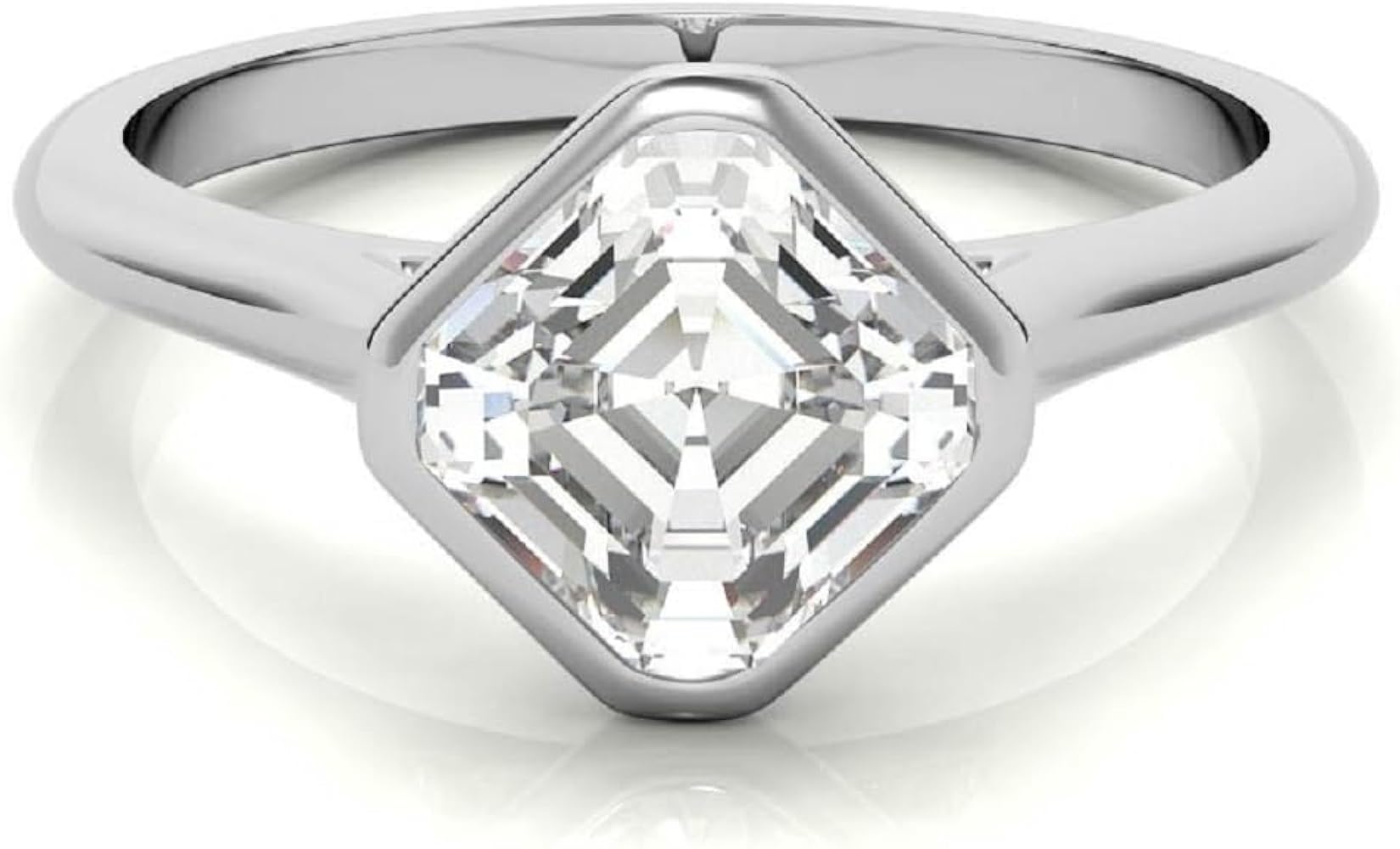 Kiara Gems 2.50 CT Asscher Moissanite Engagement Ring Wedding Eternity Band Vintage Solitaire Halo Setting Silver Jewelry Anniversary Promise Vintage Ring Gift Her