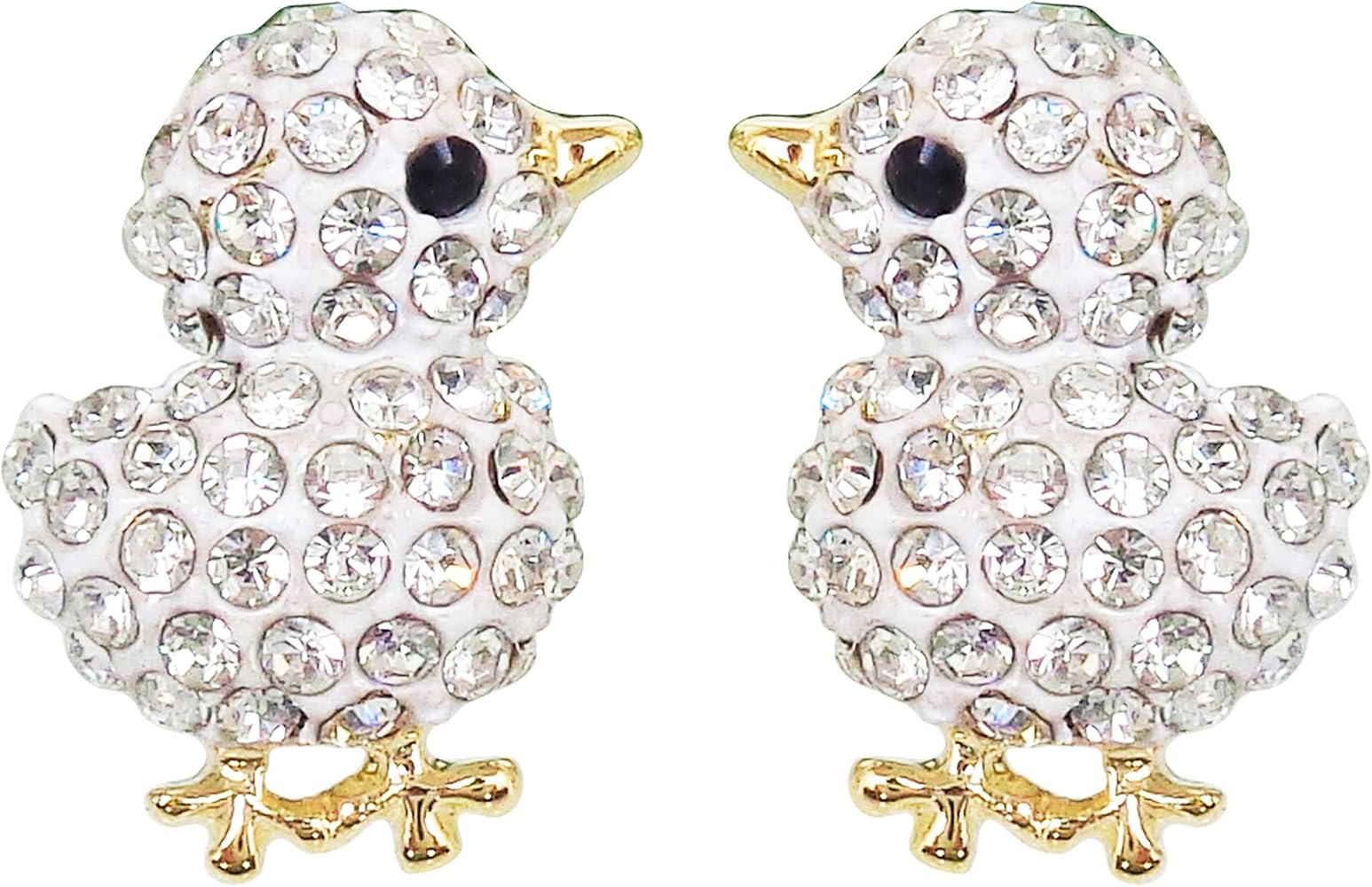 Navachi 18k Gold Plated Chicken Crystal Enamel Stud Earrings