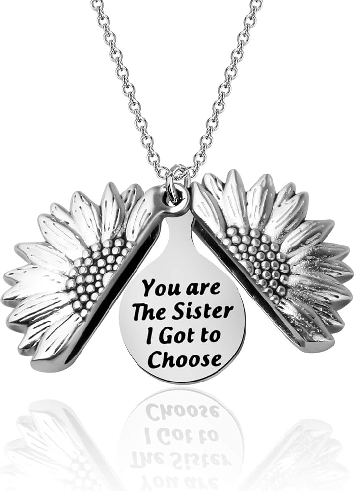 LQRI Sister Gift from Sister Best Friend Sunflower Necklace You Are The Sister I Got to Choose Sunflower Pendent Necklace BFF