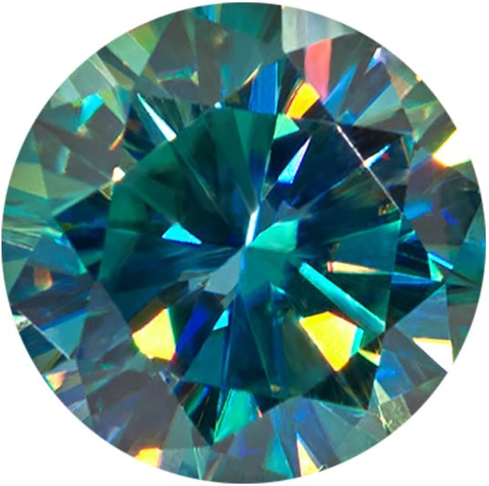 GEMHUB Natural Blue | Green Moissanite Loose Gemstone 0.70 CT- 3.00 CT Round Cut Gems for Jewelry Making For Necklace for Men