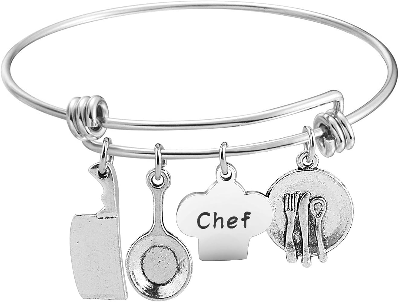 KUIYAI Chef Bracelet Chef Keychain Cooking Charms Bangle Culinary Graduation Gift