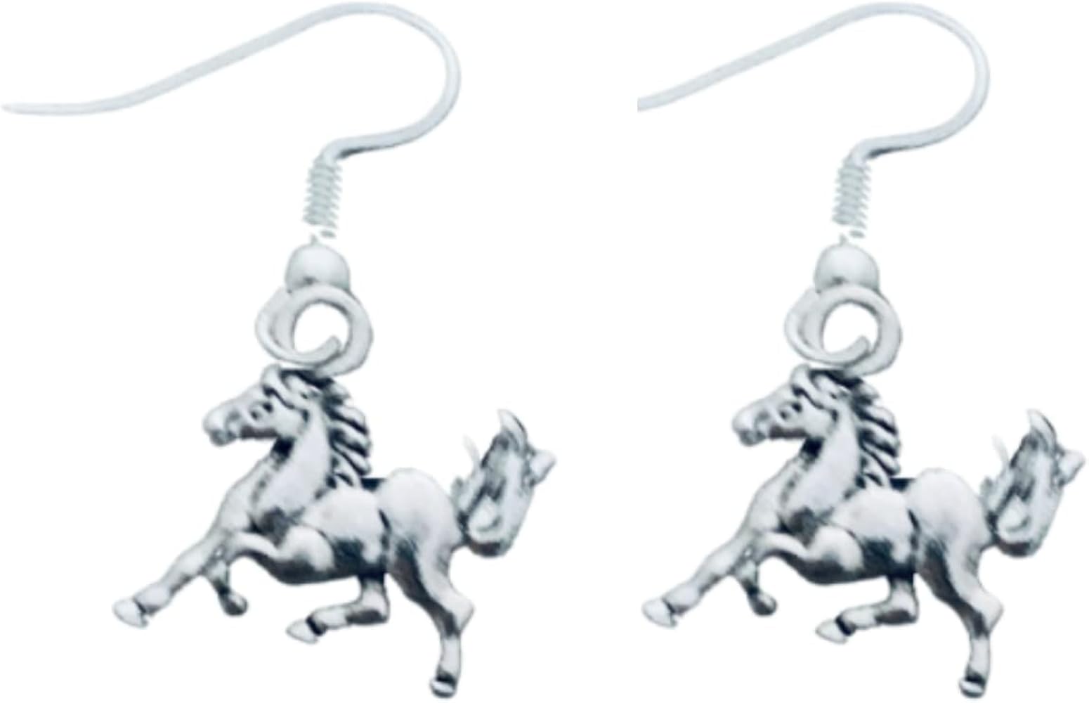 Horse Dangle Earrings, Horse Charm Jewelry, Horse Lovers, Equestrian Jewelry- Gift For Her Stainless Earrings