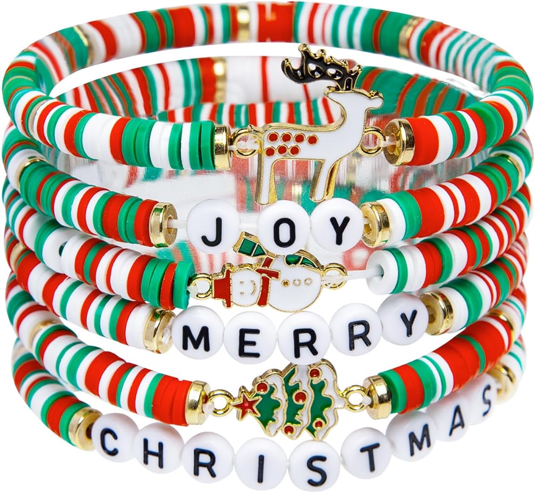 6 Pack Cute Xmas Bracelets for Women Teen Girls as Party Gifts